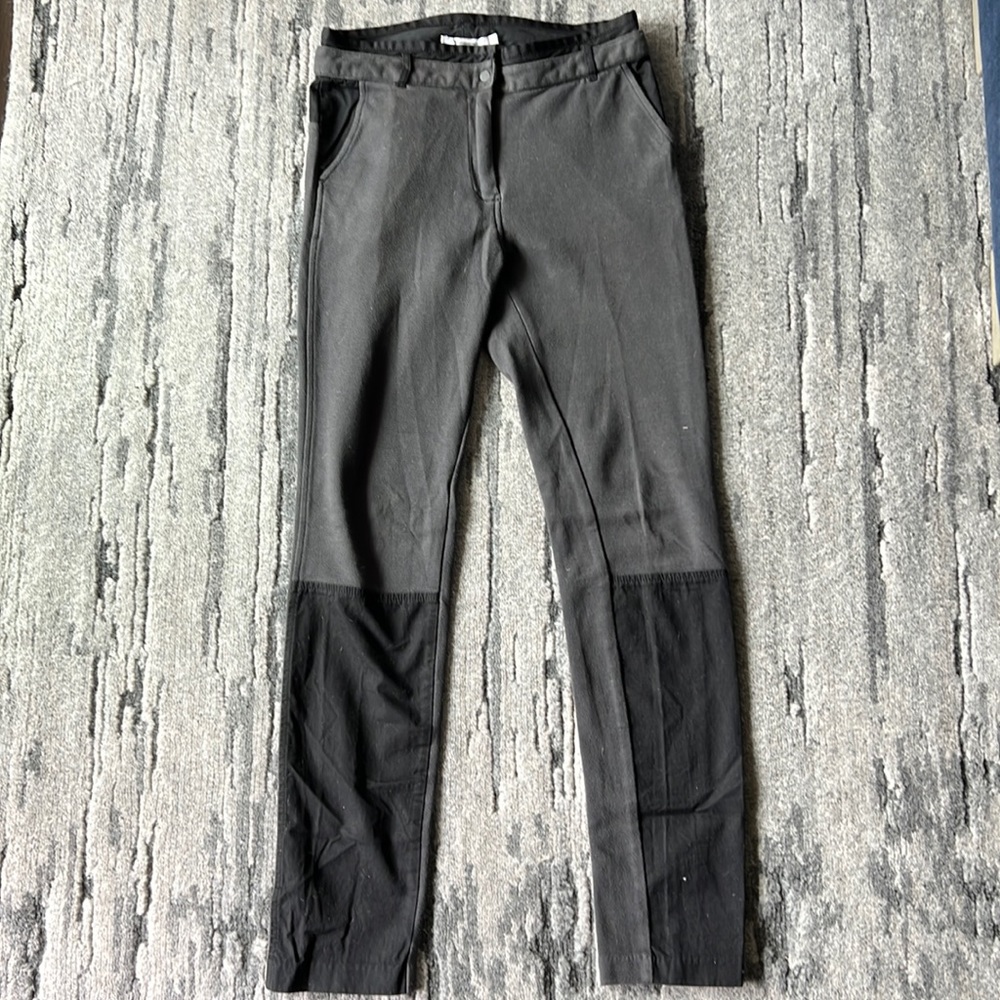 T Alexander Wang Grey Black Pique snap button pants